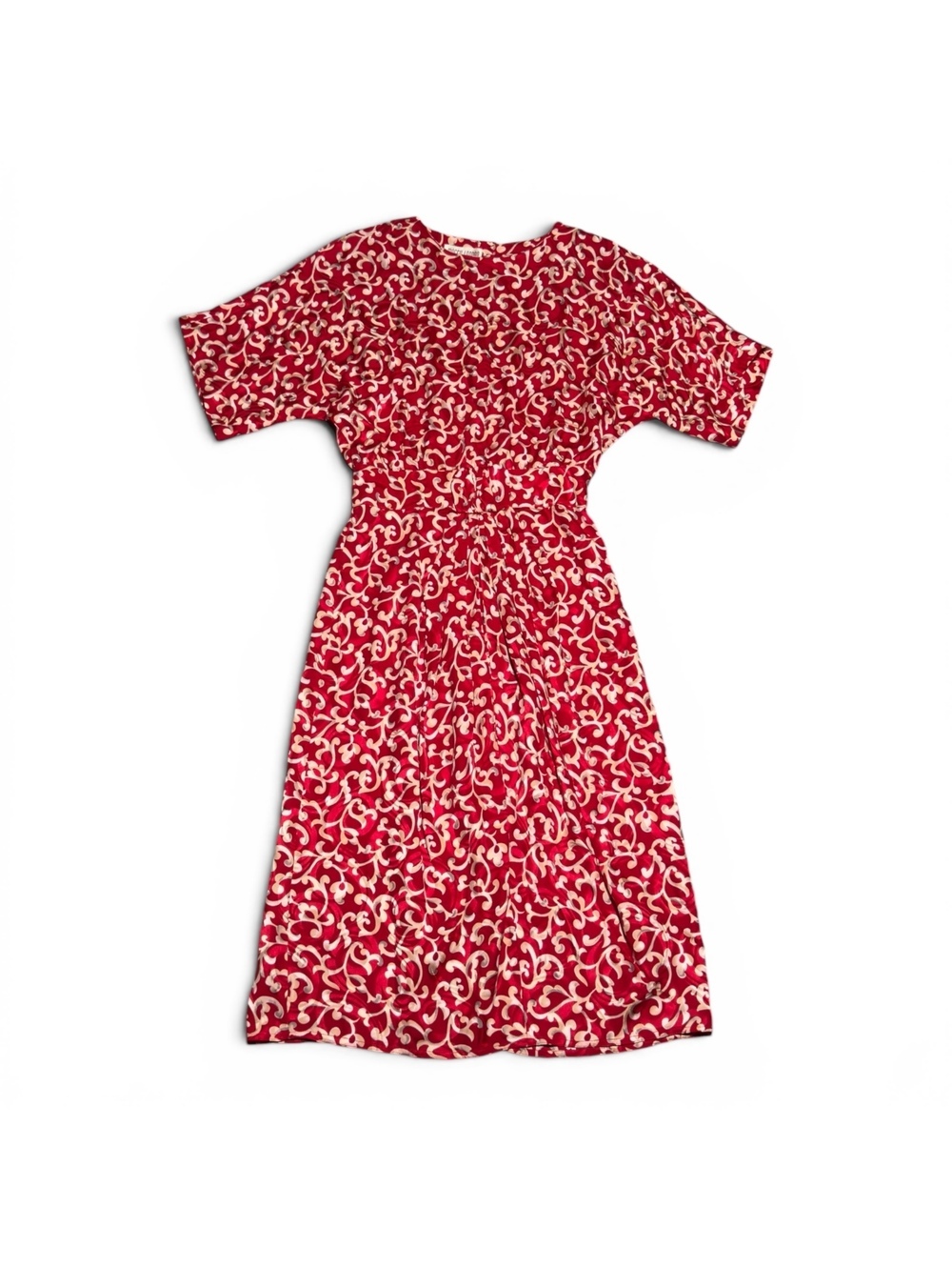 Vintage Maggy London by Jeannene Booher Red and Cream Silk Dress Size 6